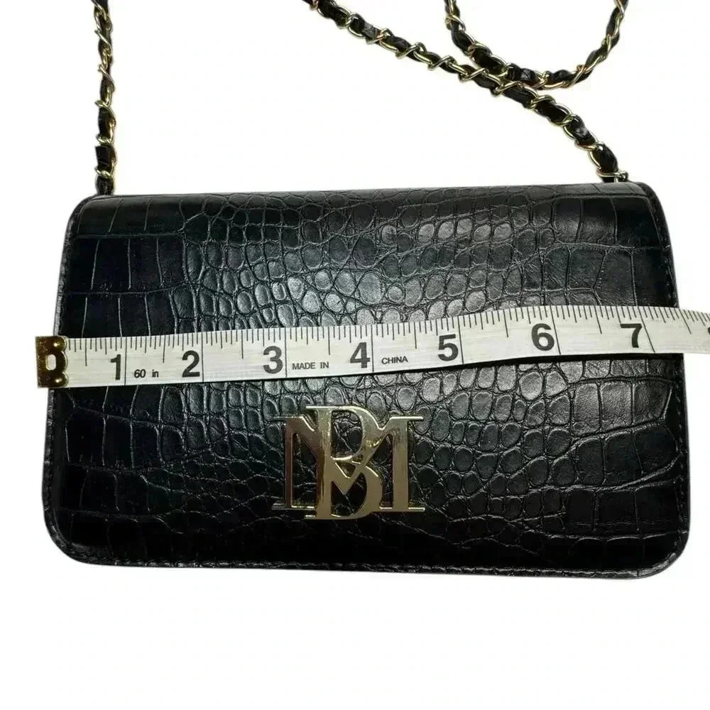 Badgley Mischka Black Crossbody Crocodile Bag / Clutch - Picture 11 of 15